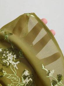 Sweetra Y2K Sexy Open-Back Holiday Sequin Embroidery Dress - Green - View 4