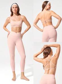 GLOWMODE Soft Stretchy Power Up 4-Way Adjustable Straps Bonding Tech Backless Sports Bra Yoga Daily Removable Cups