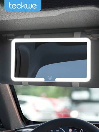 Teckwe Car Sun Visor LED Vanity Mirror, Intelligent Touch LED Car Makeup Mirror 3 Light Modes & 60 LEDs - Rechargeable & Dimmable Touch Control - Perfect For On-The-Go Makeup, Universal Car Interior Accessory For Cars, Trucks & SUVs - Valentine's Gift