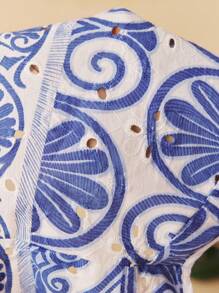 Travachic Chaleco ligero con estampado floral y lazo delantero para mujer, adecuado para vacaciones, estilo casual de verano, bohemio, playa, boho chic, festivales, salidas, estilo de vacaciones, bohemio casual, graduación, cumpleaños, esenciales de playa, aeropuerto, verano europeo, campo, vuelta al cole, homecoming, estilo old money, streetwear para mujer, Y2K, salida nocturna, otoño, invierno, lindo - Azul y blanco - Ver 15