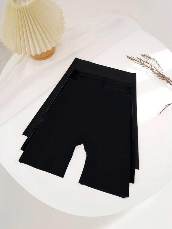 3pcs Women Safety Shorts, Plain Minimal Style, High Waist
