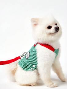 PETSIN Lightweight & Breathable Dog Embroidered Striped Pattern Casual Suspender Dress For Pet, Suitable For Spring/Summer Outdoor Use