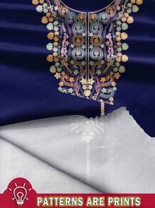 Al Najma 大码女式休闲简约全印花阿巴雅连衣裙，端庄