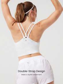 GLOWMODE FeatherFit™-Sculpt Double Dose Compression Double Straps Removable Cups Active Tank Top Áo ngực thể thao tác động trung bình Chạy bộ Chạy bộ Tập luyện tại phòng tập - trắng - Xem 3