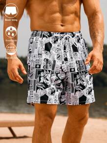 Manfinity KASUA Men's Floral Print Drawstring Waist Beach Shorts - Multicolor - View 3