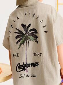 Leap Crew Leap Crew Young Boy Casual Minimalist Loose Fit Drop Shoulder Short Sleeve Collared Shirt