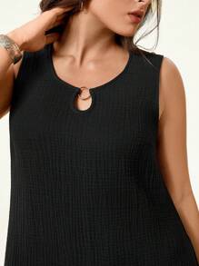 SHEIN LUNE 加大码无袖圆领简约时尚连衣裙，适合夏季女士夏季连衣裙