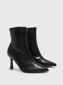 CUCCOO BIZCHIC Women's Fashionable High Heel Black Pointed Toe Ankle Boots, For Everyday Wear - Black - View 9
