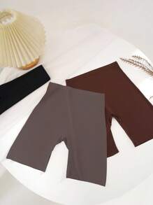 女士三件套高腰纯色短裤 - 彩色 - 查看 5