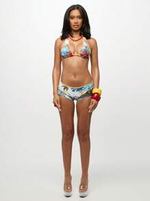 SUMWON WOMEN 热带天堂印花比基尼套装短款夏季沙滩泳装夏威夷泳池度假装 - 彩色 - 查看 3