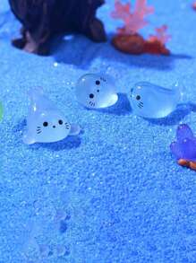 4 piezas/12 piezas/20 piezas Paquete, Cuatro mini ornamentos de luz de noche con forma de foca, nuevas luces de noche en miniatura de animales marinos de resina, focas, pingüinos, leones marinos, peces, adecuados para accesorios DIY en mini jardines y acuarios, ornamentos para pecera de paisaje micro, ornamentos para jardín exterior