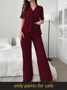 SHEIN Contrast Color Jacquard Knit Women's Casual Pants, Fall, Cozy