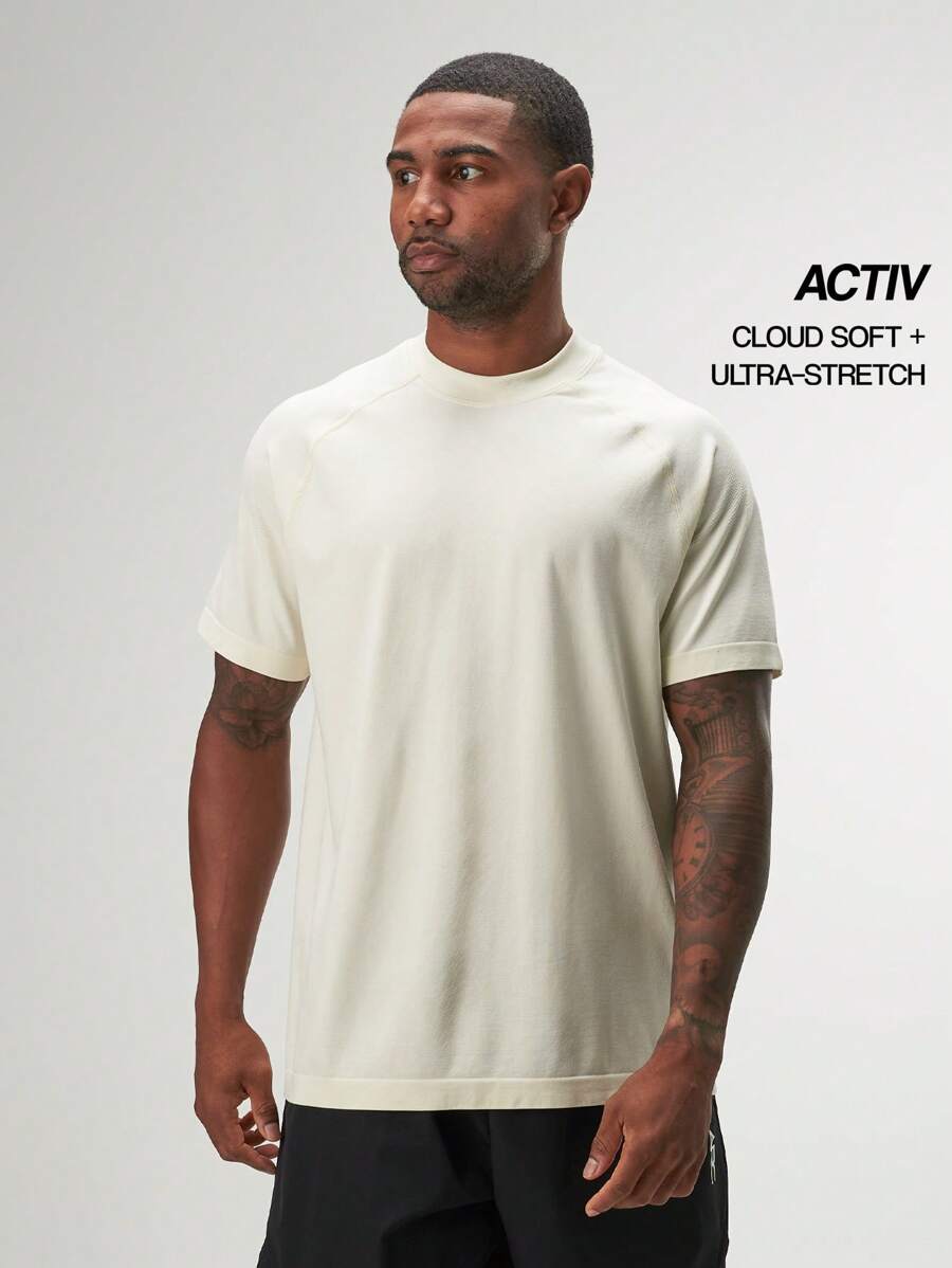 ARC Activewear 无缝超大T恤 高性能健身上衣 - 米色 - 查看 1