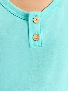 Leap Crew Leap Crew 男童休闲简约舒适圆领无袖纽扣装饰上衣