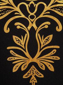 Manfinity RSRT Men's Plant Printed Stand Collar Long Sleeve Shirt And Pants 2-Piece Set Men African Suit Black And Gold Men Suit Africa Shirt And Pants Suit Outfit Men Men Dashiki Suits Men African Clothing,Fall Clothes