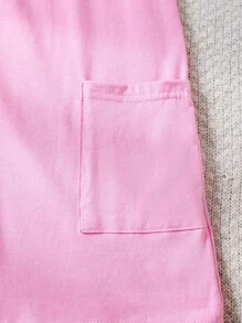 Tween Girl Colorblock Jumpsuit With Double Pockets For Summer