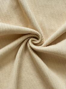 INAWLY French Style V-Neck Button Front Short Sleeve A-Line Dress - Khaki - View 6
