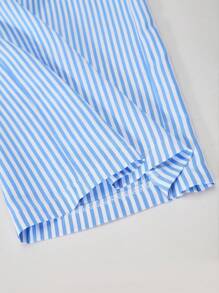 Set de 2 piezas de top con tirantes y pantalones a rayas con lazo delantero para adolescentes chicas - Azul - Ver 7