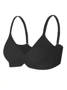 Snug Zone 1 件女士无缝文胸，柔软支撑，无钢圈提升和侧边平滑 - 黑色 - 查看 7