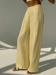 Aloruh Set 2 piese Crop Top și Pantaloni Lungi Fără Mâneci, Elegant, Culoare Solidă, Ținute De Vară De Vară Haine De Vară Ţinute De Plajă Pentru Femeie Ţinute De Vacanţă La Plaja Ţinute De Vacanţă De La Plajă Femeie Haine De Femeie De Vacanţă Tropical Boho