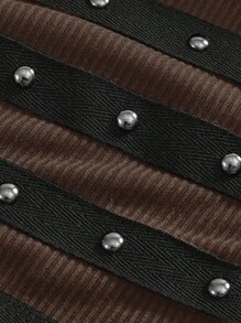 ROMWE Grunge Punk Buổi hòa nhạc mùa hè, kỳ nghỉ, lễ tốt nghiệp, váy lễ Phục sinh cho phụ nữ áo ba lỗ đen không tay gợi cảm cổ thấp đính hạt cườm lễ hội nhạc rock bãi biển - Màu Khaki - Xem 3