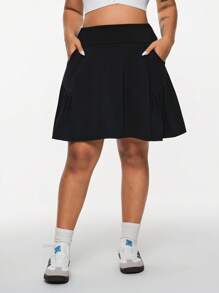 Mini-jupe de sport polyvalente et décontractée de couleur unie pour femmes en tailles plus