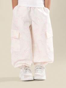 SUMWON Kids Heart Print Summer Co-Ord Cargo Pants Short Sleeve T-Shirt Ribbed Holiday Outfit Set Casual Playtime Outfit - Yellow - View 4