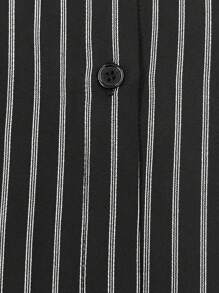 Selianne Romantic Elegant Graduation Concert Outfit Business Casua Old Money Style Anouk Yve Aura Quiet Style Commuter Blue Striped Shirt Dress Short Sleeves Pocket Bow Slits 2025 Spring And Summer Vacation And Leisure Home New Long Dress - Black - View 6