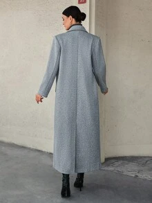 CLARA VERO Classic Casual Style Long Pockets Woolen Overcoat - Light Grey - View 2