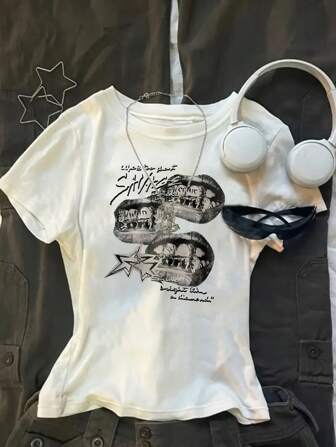 适合青春期女孩的短款 T 恤，运动街头风格，百搭，酷女孩风格，适合夏季