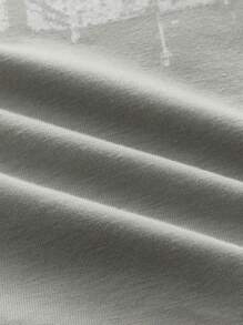 ROMWE MEN Street Life IP 男士无袖图案印花背心，休闲夏季 - 淺灰色 - 查看 6