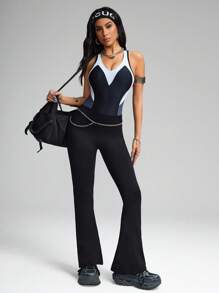 Innovista Traje de baño de una pieza con bloques de color, ropa de baño sofisticada, favorecedora, para playa de otoño, running, shapewear, vacaciones, viajes, surf profesional, ropa deportiva, estilo de vida activo, deportes acuáticos, body, ropa deportiva elástica, ropa de entrenamiento, fiesta en la piscina, estética rave, saludable, viral en IG Reels, listo para el festival, equipo de rendimiento, minimalista