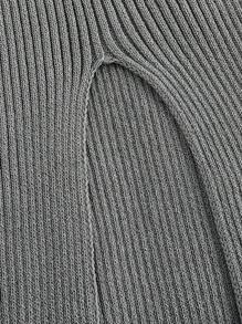 SHEIN MOD 复古灰色露肩超长开衩毛衣裙 - 70 年代风格，休闲舒适，通勤，复古审美，Y2K 风格，非常适合约会、节日、度假生日、节日穿着和派对装扮 - 灰色 - 查看 6