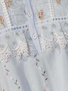 PalaceNights 大码女士复古刺绣长袖宽松睡裙睡衣睡袍，宽松舒适，适合秋冬季穿着。