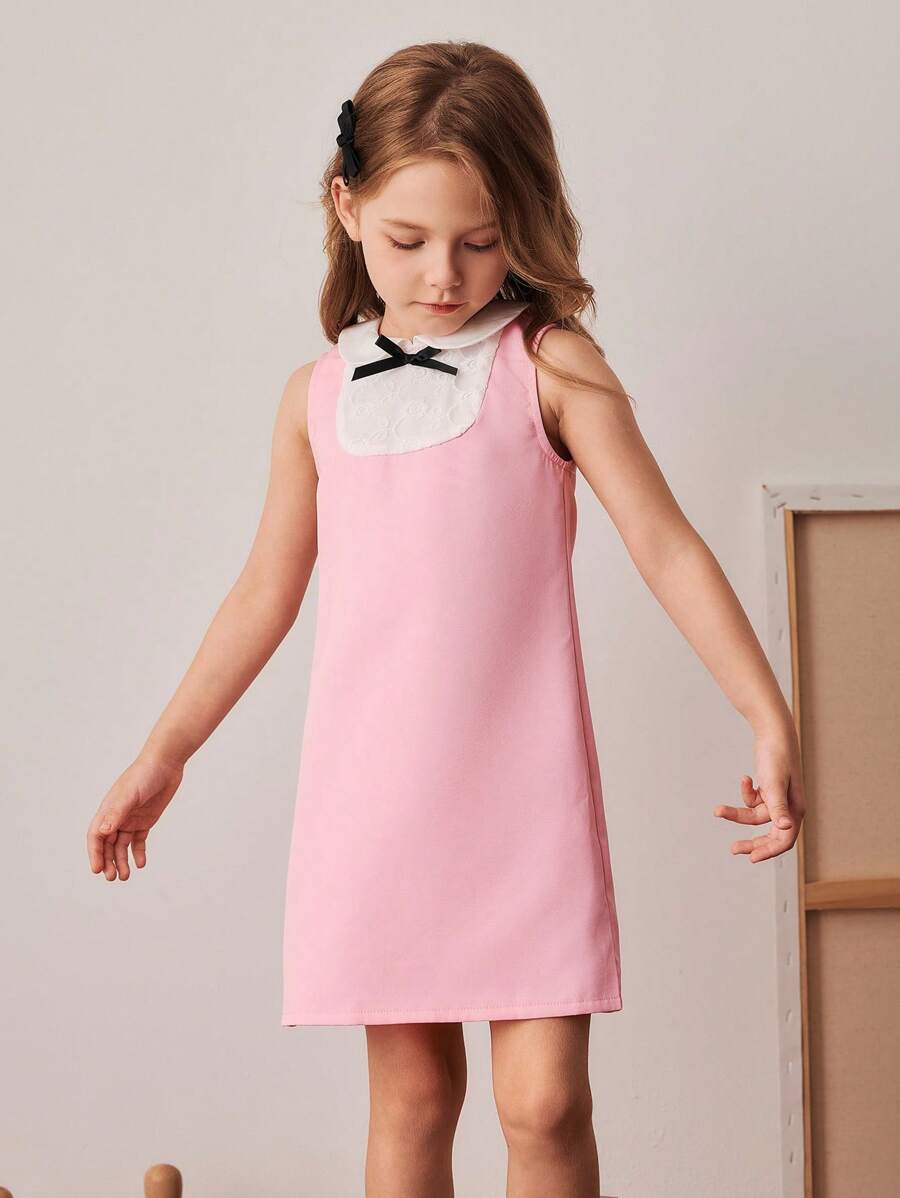 PrepCrw Young Girl Elegant Color Block Peter Pan Collar Sleeveless ...