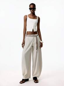 LYSMO 2025 Summer New Loose Double-Pleated Egg-Shaped No-Waist Three-Quarter Pants For For Retro Style, Edgy Minimalist, Y2K Chic, Avant-Garde Urban Streetwear, And Vacation Outfits