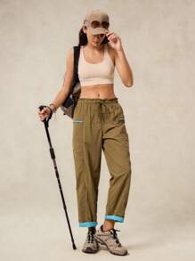 Pantalones deportivos para mujer, resistentes al agua, ligeros y activos para camping, senderismo, verano y primavera - Camel - Ver 7