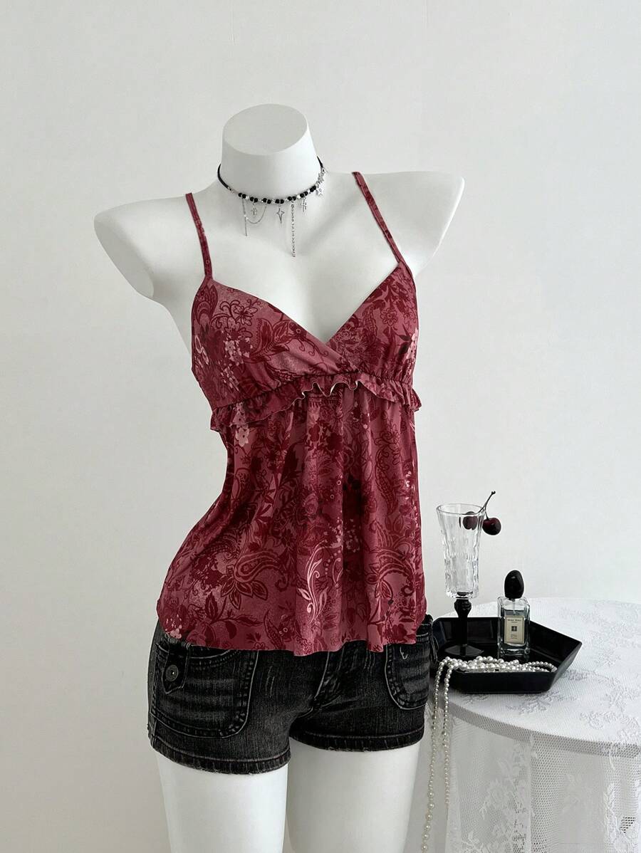 Elamini Sleeveless Allover Print Casual Vacation Tank Top, Spring/Summer - Multicolor - View 1
