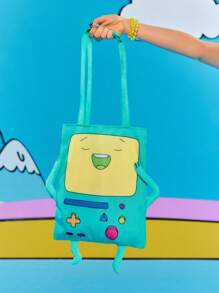 Adventure Time X ROMWE Cute Embroidered Padded Shoulder Bag - Green - View 6