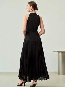 MOTF PREMIUM VÁY XẾP NẾP CÓ THẮT LƯNG - màu đen - Xem 3