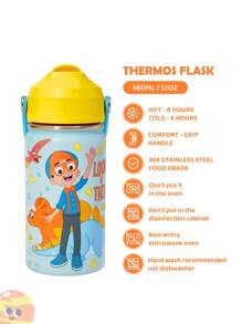 Blippi X SHEIN Cartoon Pattern 360ml Insulated Cup With Straw And Spill-Proof Lid, Suitable For Travel, Tourism, And School - Multicolor - View 2