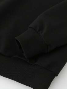 少女黑色休闲时尚创意可爱卡通动物爱喝水仓鼠水豚印花套头卫衣，水豚图案，适合女孩穿着，可爱卫衣，女童水豚卫衣，秋冬款 - 黑色 - 查看 5