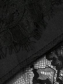 xheDAZY Vestido de mujer de longitud media con cuello cuadrado, mangas abullonadas y parches de encaje para el veranoxhe - Negro - Ver 11
