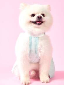PETSIN Vestido ligero y transpirable para perro con decoración de alas de ángel 3D, estilo de princesa dulce azul claro, de moda europea y americana para primavera/verano - Celeste - Ver 2