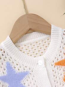 Kleine Mädchen Strickjacken & süßer Seestern Muster Hohlstrick Rundhals Pullover, weich & bequem geeignet für Alltag, Ausflüge, Reisen, Feiertage, Zuhause, Kinderstube, Spielen, Schule