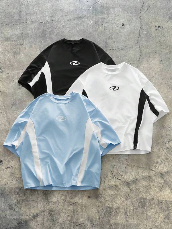 AXEPEAK paquete de 3 camisetas de manga corta cuello redondo de hombre con estampado de color contrastante