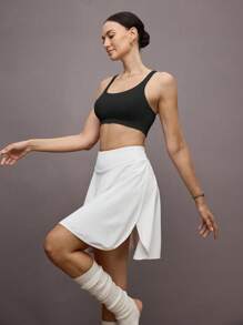 Activina Ribbed Knit Crisscross Back Crop Sports Tank Top - Black - View 5