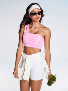 Easify SHEIN Sport Damen Kontrast Farbstreifen abnehmbare Polster Lässig Sport BH, geeignet für Frühling/Sommer Alltag und Sport