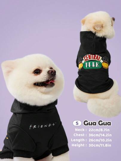 FRIENDS X SHEIN 1 peça de moletom com capuz para animais de estimação com estampa gráfica de café, roupas para gatos, roupas para cães, tamanho XXS-XXXXL, extra pequeno, extra grande, amizade, xícara de café, Natal, decorações de Natal