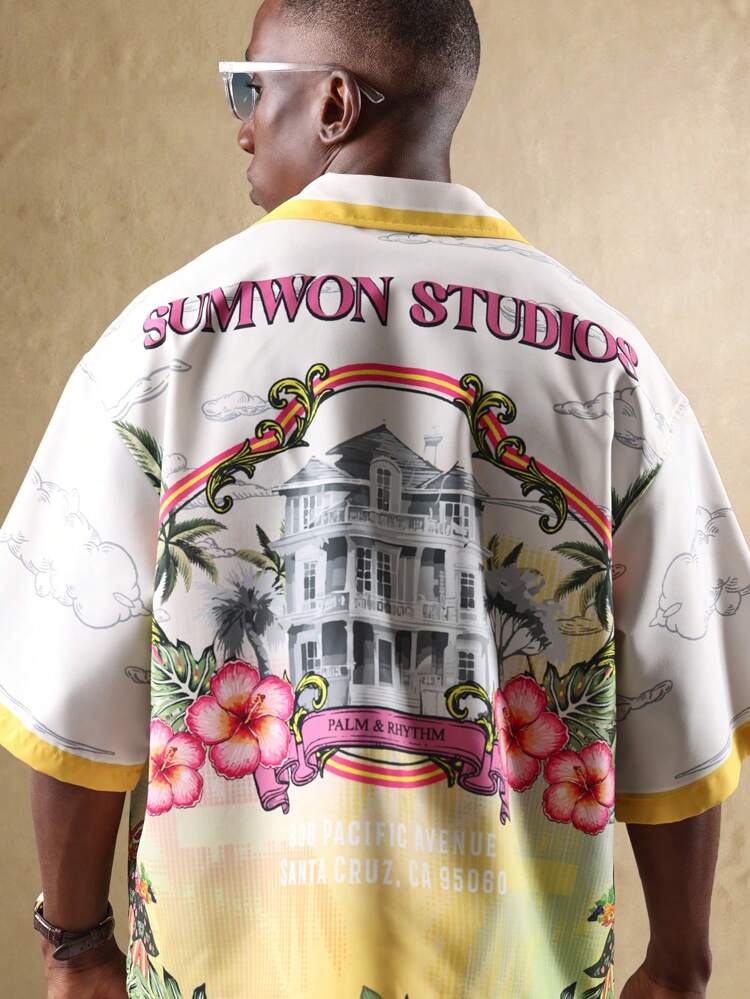 Chemise boutonnée à imprimé Palm Graphic Art House